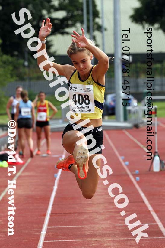 Women and Girls long jump, 2021 North Eastern Track and Field Champs., Middesbrough. Photo: David T. Hewitson/Sports for All Pics